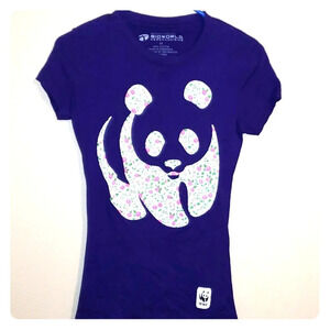 Purple floral panda t-shirt